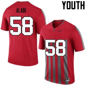 NCAA Ohio State Buckeyes Youth #58 Joshua Alabi Throwback Nike Football College Jersey VTE1745FN